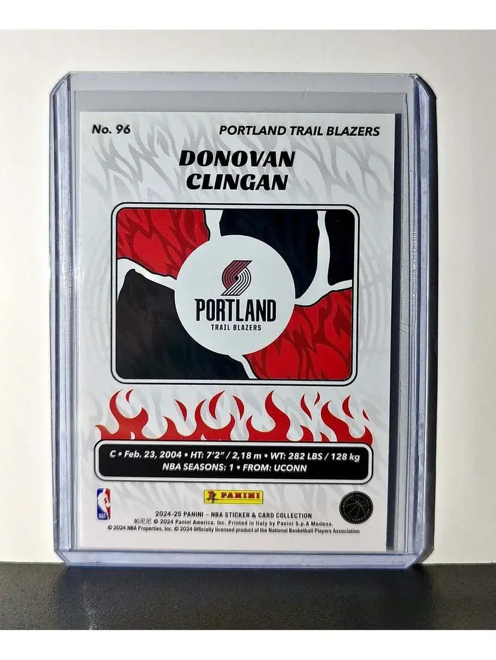 Donovan Clingan Rookie 2024-25 Panini NBA #96 Sticker Card Trail Blazers
